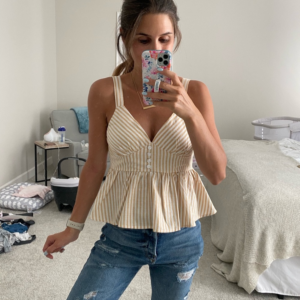 Stripped crop top blouse